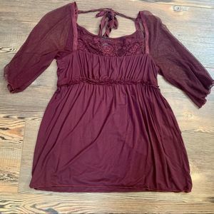 Moda International Lace Peasant Blouse Medium